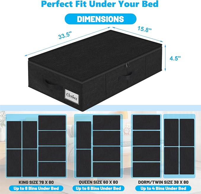 Under Bed Storage Container Bins 2 Pack, 4.5 Inch Slim Low Profile Underbed - Image 4
