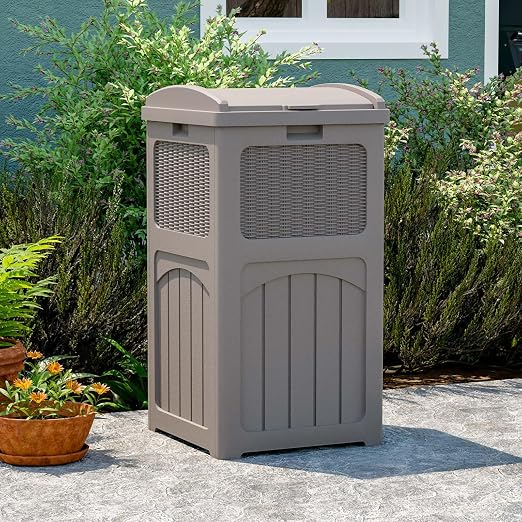 Patiowell 36 Gallon Outdoor Trash Can, Resin Outdoor Garbage Can - Image 2