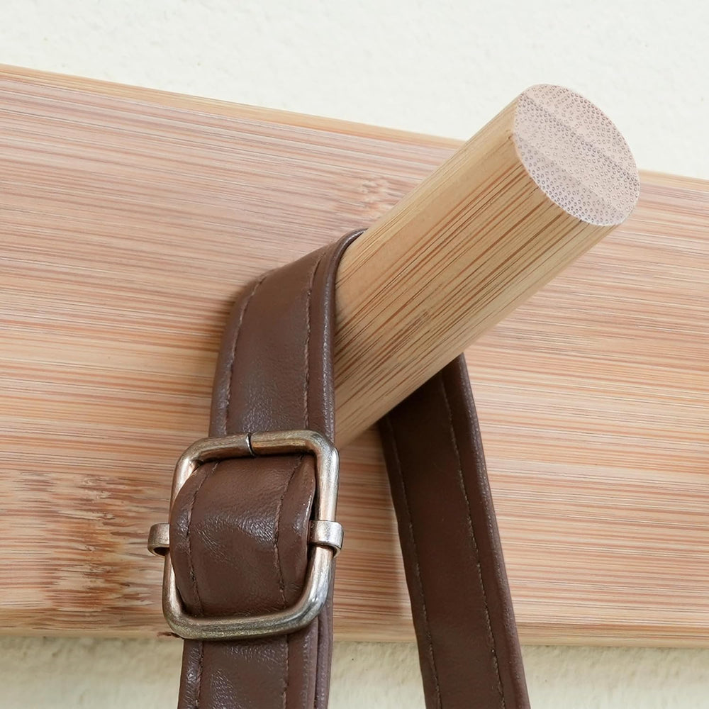 SKOLOO Wall Mounted Coat Rack 38", 10 Hooks, Bamboo, Shaker Style, Natural