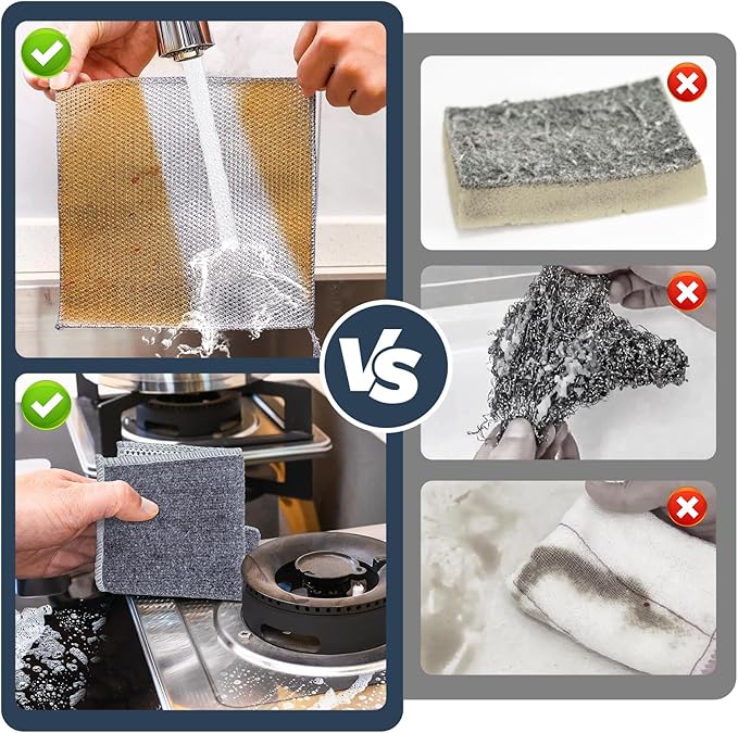 Navona 12Pack Steel Wire Dishcloth, Include 6Pack Triple-Layer Steel Wire - Image 5