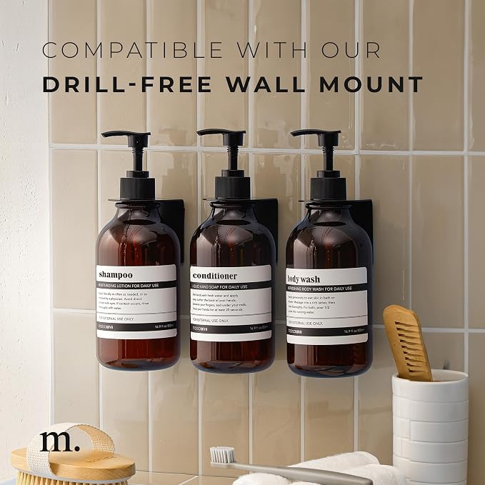 MaisoNovo Refillable Shampoo and Conditioner Bottles | 16.9 fl oz Set of 3 - Image 7
