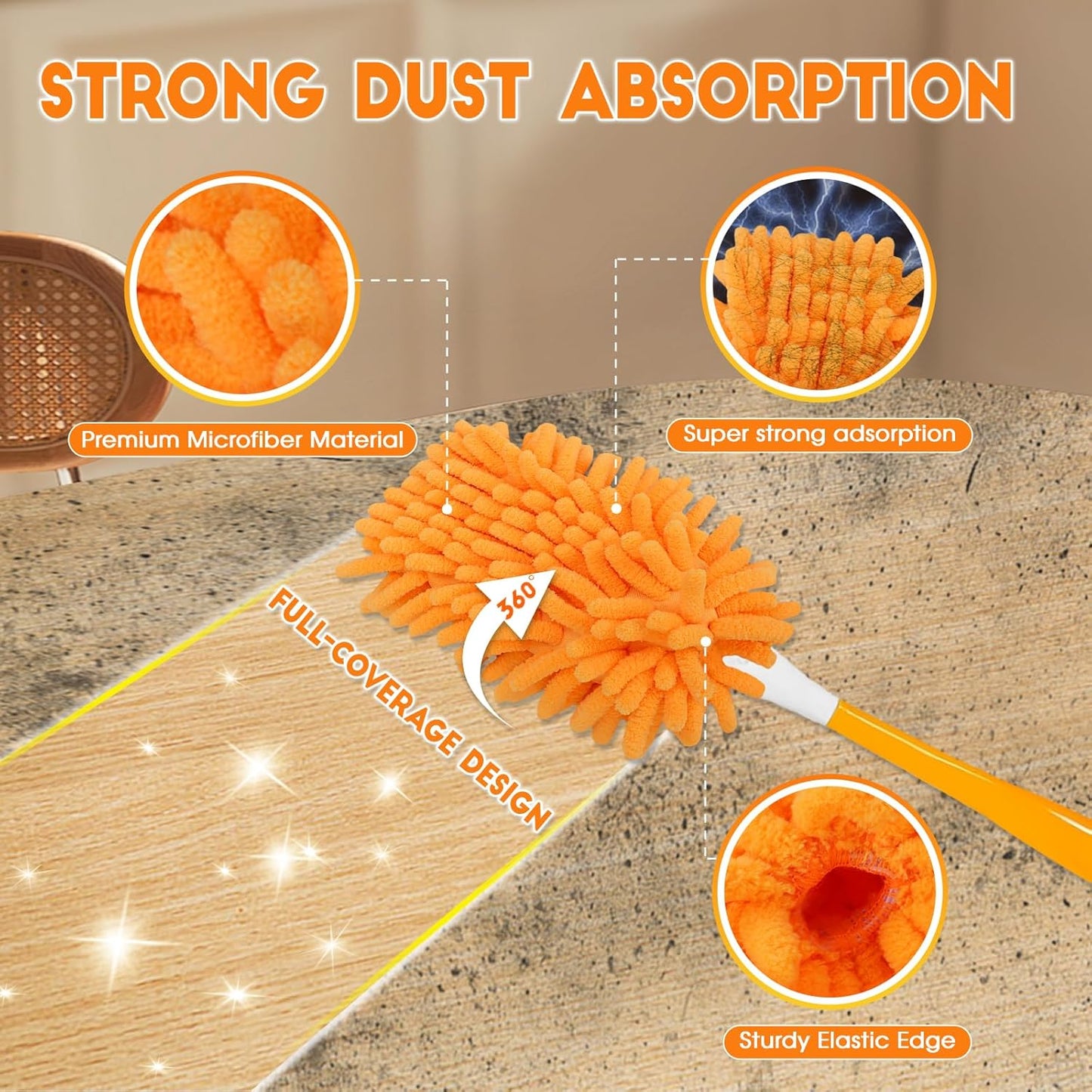 8 Pack Reusable Duster Refill Compatible with Swiffer Hand Duster, 360 Heavy Duty Duster Refills for Cleaning, Office, Ceiling Fan (Handle is Not Included)