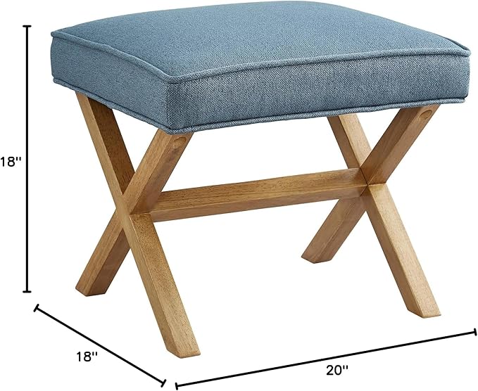 Amazon Basics Small Ottoman Foot Rest, Mid-Century Modern X Square Polyester - Image 7