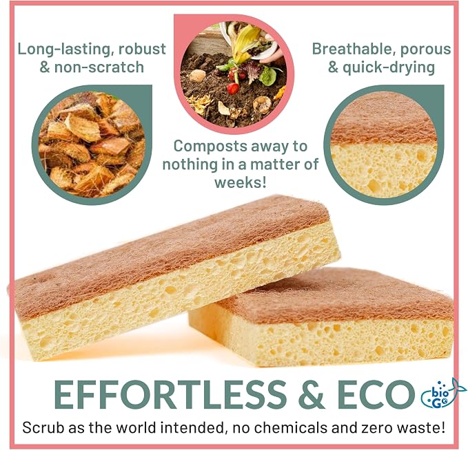 bioGo 24 Pack Biodegradable Kitchen Sponges - Image 4