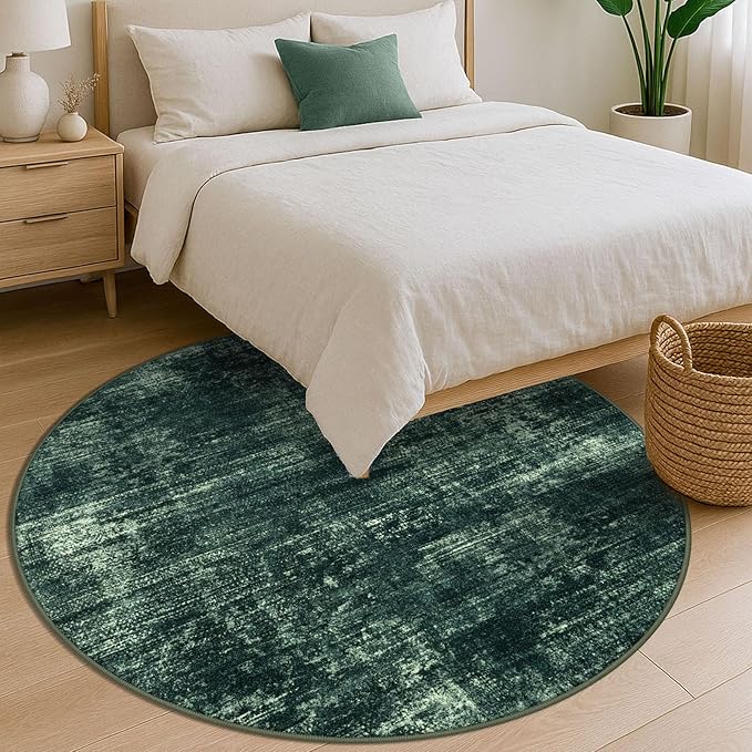 IOHOUZE Abstract Round Area Rug 6 Ft Washable Circle Rugs Large Round Rug Non - Image 8
