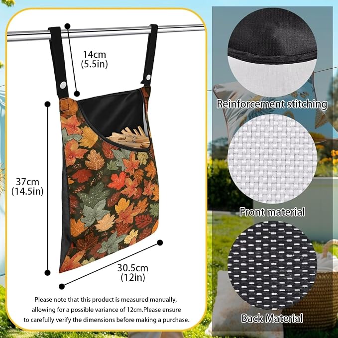 Fashion Maple Leaf Laundry Clothespin Holder Bag - Image 7