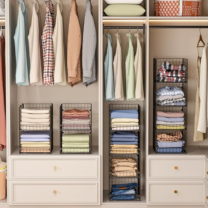 4-Tier Stackable Closet Organizers and Storage Shelves, Foldable Closet Shelf - Image 5