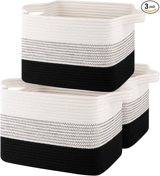 Storage Baskets for Organizing, Woven Baskets for Shelves, Rectangle Decorative by OIASKET