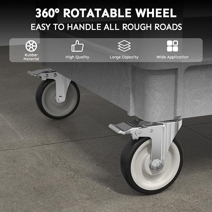 Utility Cart on Wheels, Heavy Duty Large Flat Top Rolling Service Cart - Image 4