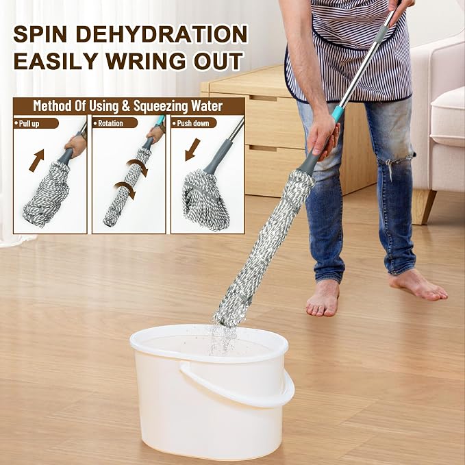Self Wringing Mop Floor Cleaning, Easy Squeeze Twist Mop, Heavy Duty Wet Mops - Image 3