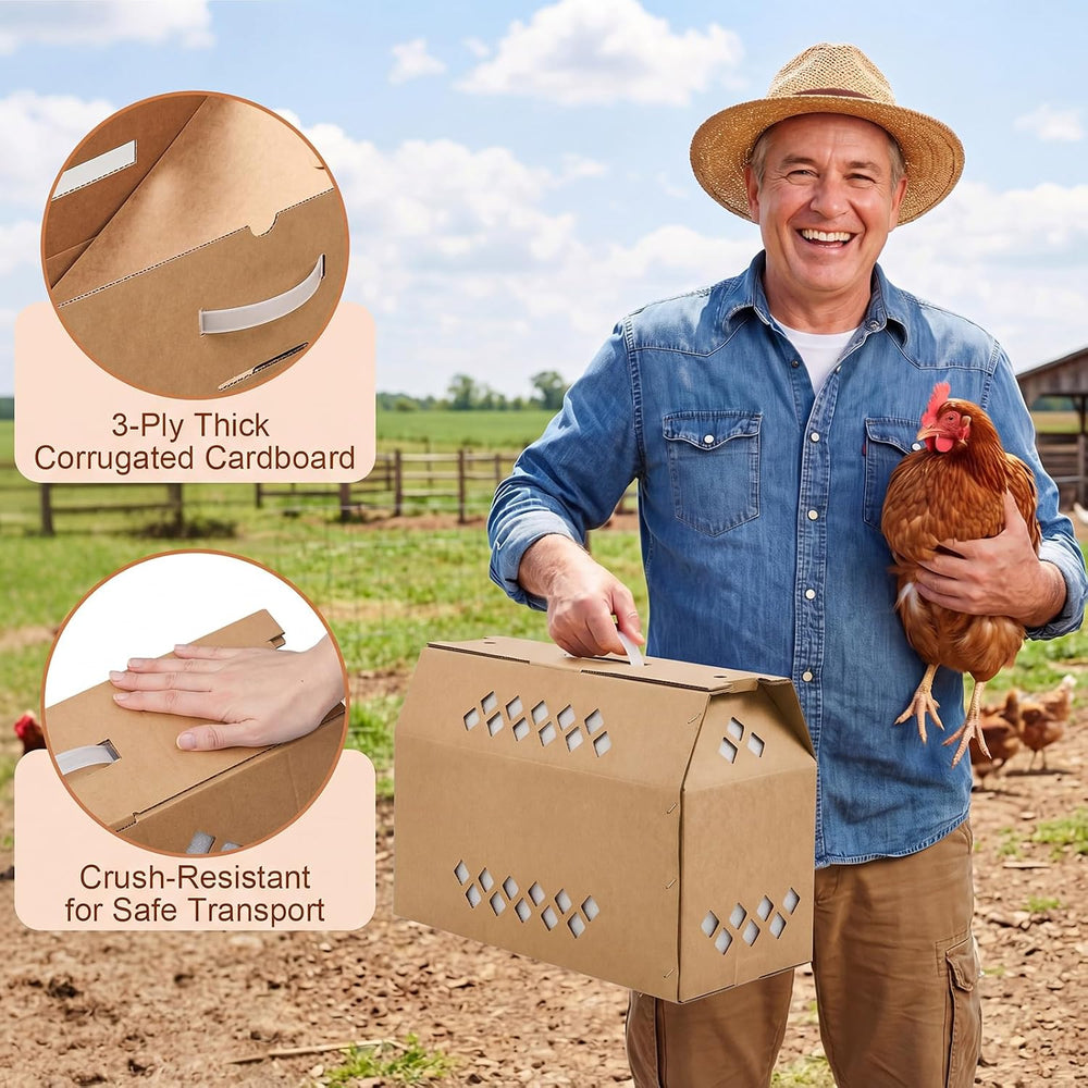 6 Pack Cardboard Chicken Carrier with Ventilation Handle, Kraft