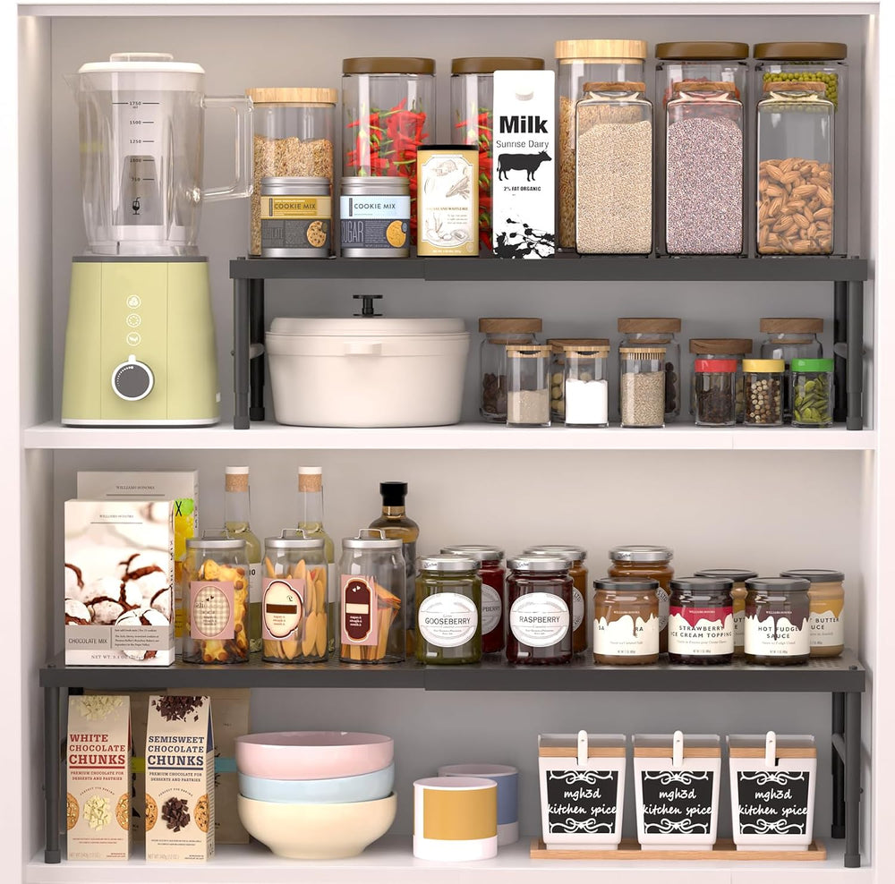 2 Pack Expandable adjustable stackable kitchen cabinet organizer,spice rack