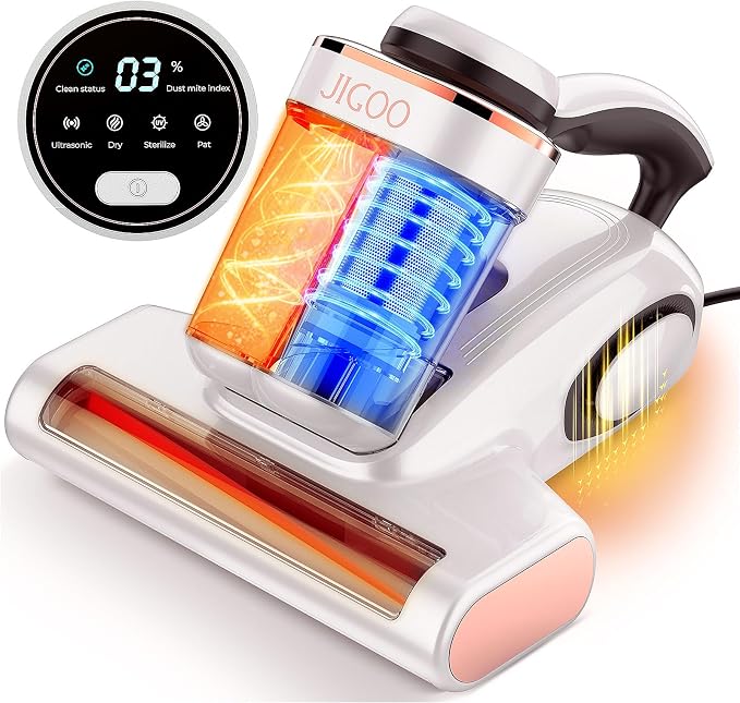 JIGOO Bed Vacuum Cleaner with Dust Sensor, Mattress Vacuum Cleaner with UV & by DeepCleanTheUnseen-JIGOO