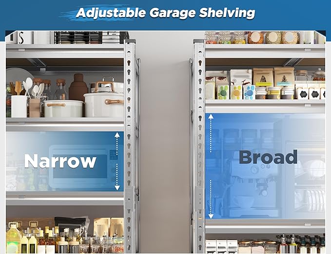 REIBII Garage Shelving, 5 Tier Storage Shelves Load 3020LBS, Adjustable Garage