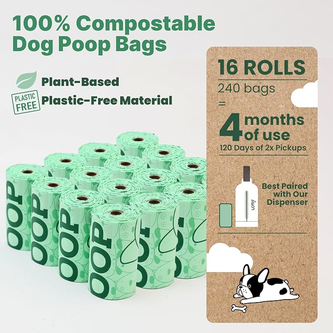 JIWON 100% Certified Home Compostable Dog Poop Bags, OK Compost & Seedling - Image 2