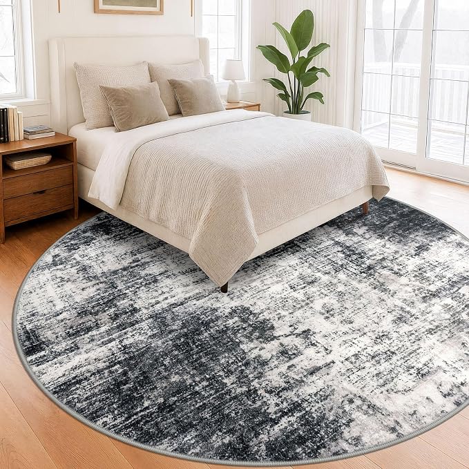 IOHOUZE Abstract Round Area Rug 8 Ft Washable Circle Rugs Large Round Rug Non - Image 8