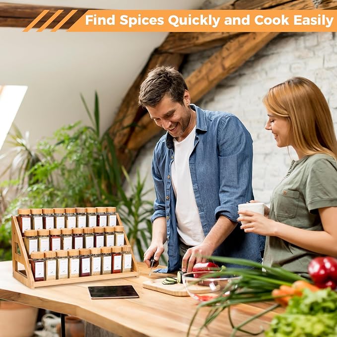 Bamboo Tiered Spice Rack, for Countertop Spice Organizer for Pantry Spice Shelf - Image 7