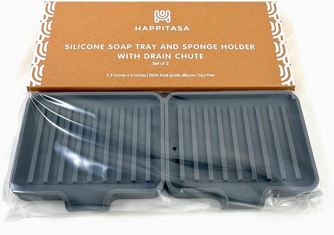 Happitasa Silicone Soap Dish Tray and Sponge Holder - Image 3