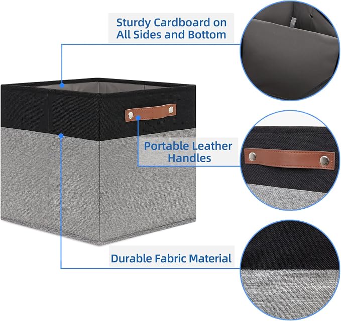 Temary Fabric Cube Storage Bins 12 Inch Decorative Storage Cubes Baskets 4 Pack - Image 3