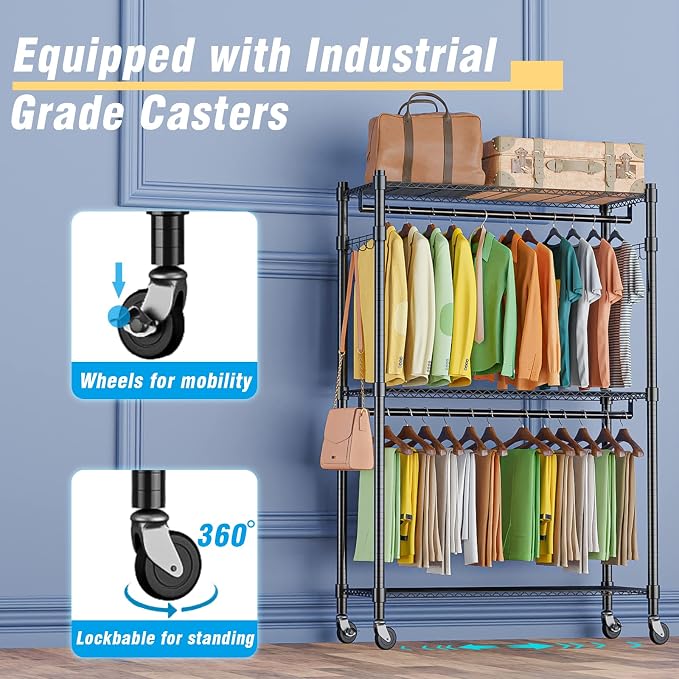 Homdox Rolling Garment Rack - Image 6