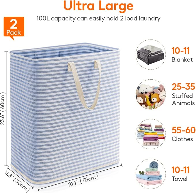 Lifewit 2 Pack Laundry Hamper Large Collapsible Laundry Basket, Freestanding - Image 3