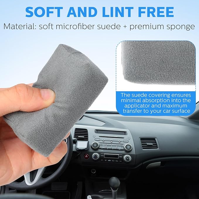Riakrum 18 Pack Microfiber Applicator Pads Suede Car Detailing Sponge Ceramic - Image 5