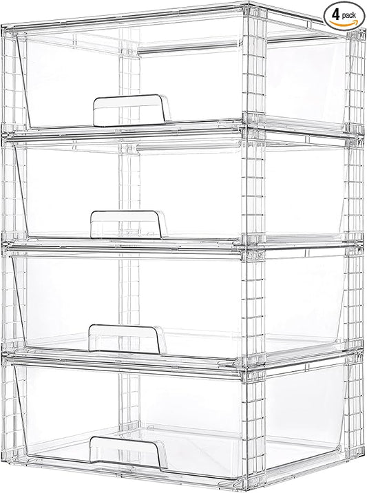 Vtopmart 4 Pack Large Stackable Storage Drawers, Easily Assemble Acrylic by Vtopmart