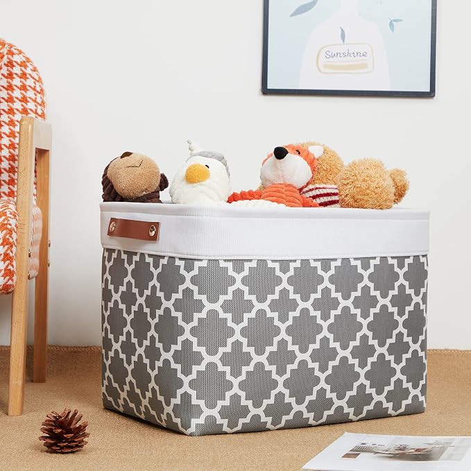 DULLEMELO Foldable Nursery Storage Baskets Canvas Storage Bins - Image 3