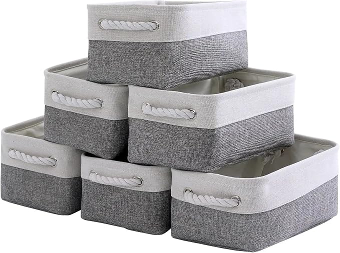 TcaFmac Small Storage Baskets for Shelf 6 Pack Canvas Storage Basket by TcaFmac
