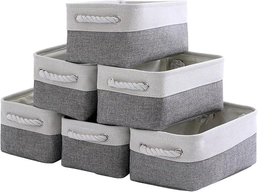 TcaFmac Small Storage Baskets for Shelf 6 Pack Canvas Storage Basket by TcaFmac