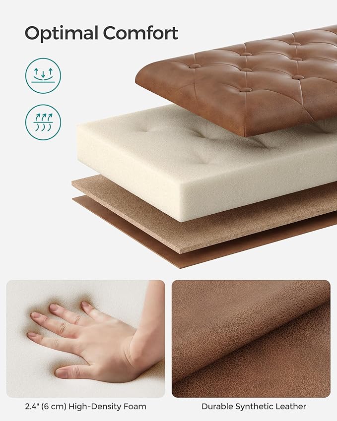 SONGMICS Storage Ottoman, Storage Bench, Tufted Entryway Bedroom Bench - Image 5