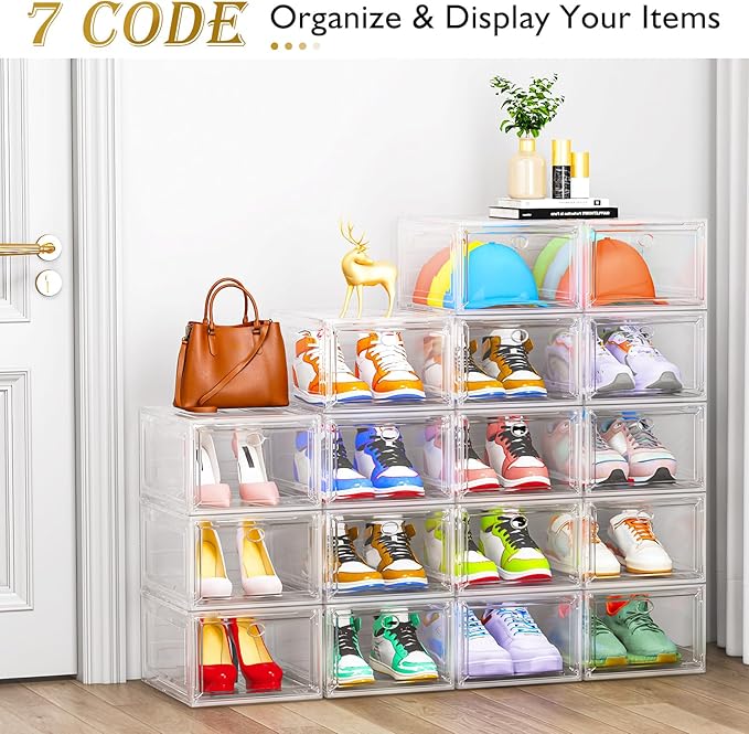 7 code Large Clear Shoe Boxes Organizer【Thicker Material】 Stronger Shoe Box - Image 4