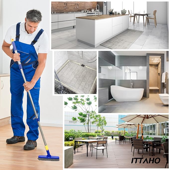 ITTAHO 2 Pack Grout Brush with Long Handle, 56.5'' Swivel Grout Cleaning Brush - Image 7
