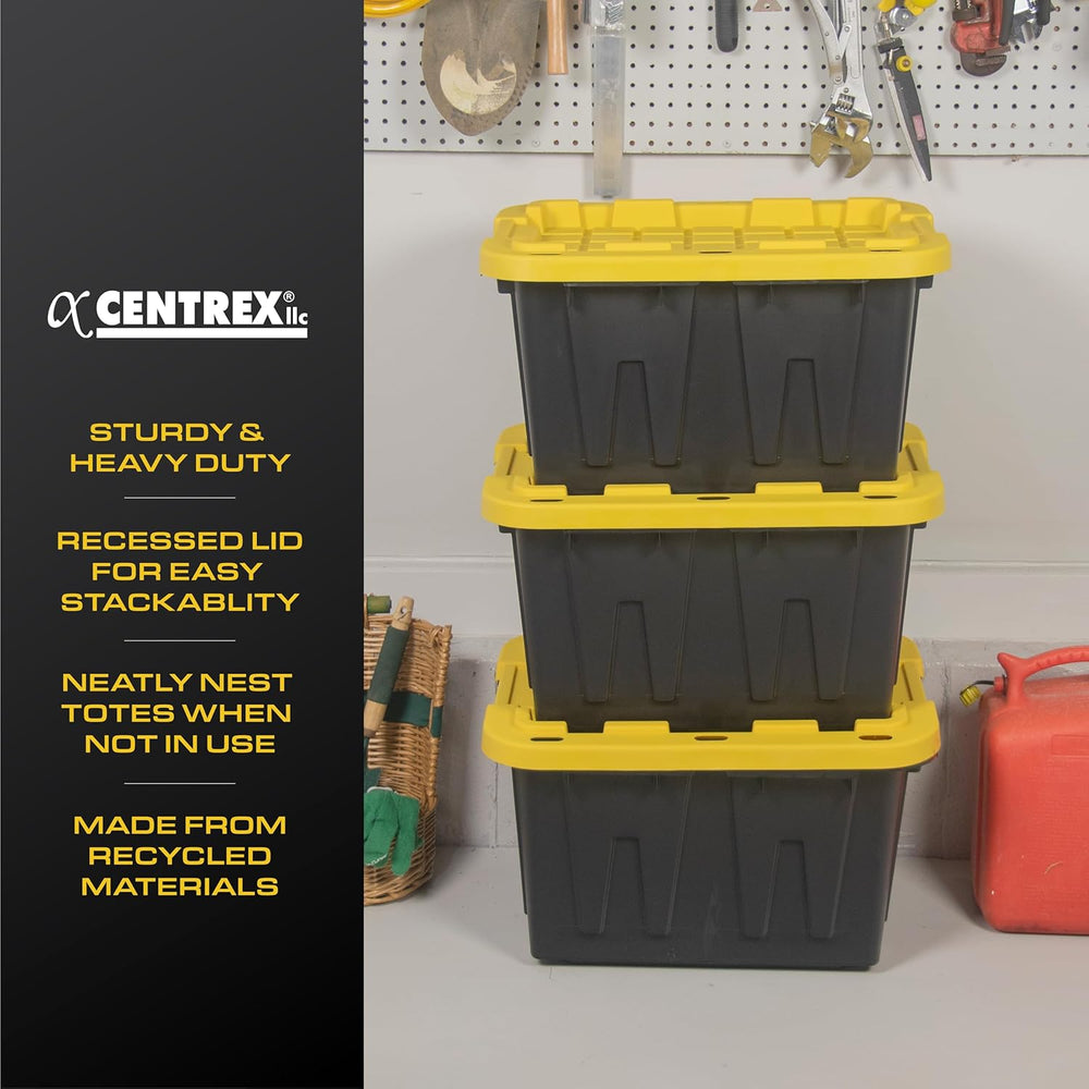 CX Heavy Duty 12-Gallon Stackable Plastic Storage Bins with Lids, 6 Pack