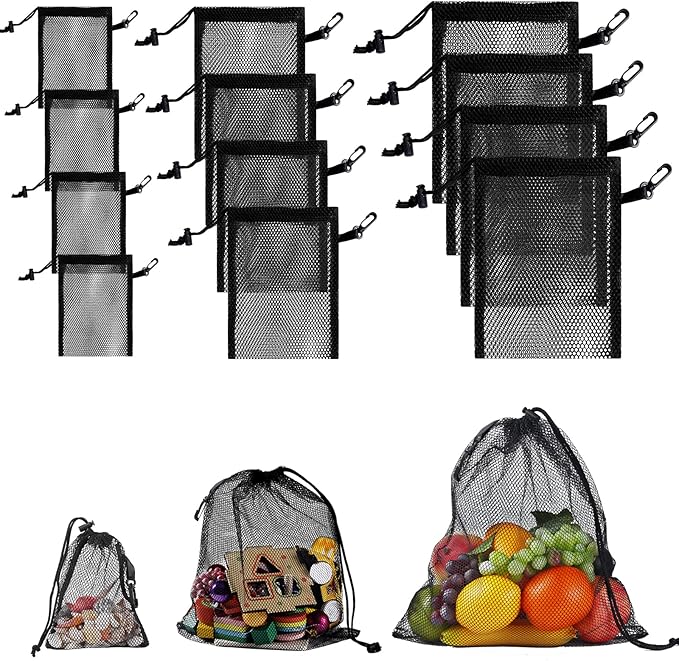 iMucci 12 Pieces Black Mesh Drawstring Bag by DancingaColorfulLifeinSpiritualWorld