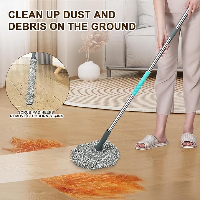 Self Wringing Mop Floor Cleaning, Easy Squeeze Twist Mop, Heavy Duty Wet Mops - Image 2
