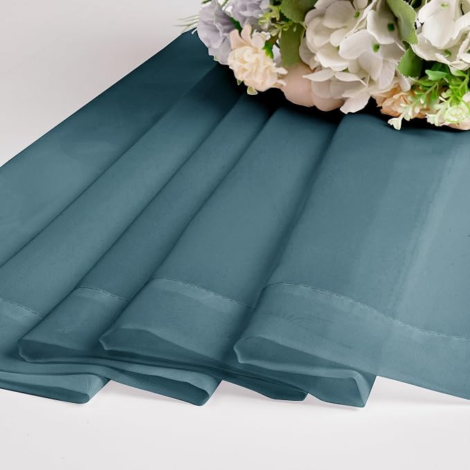 Chyhomenyc Dusty Blue Sheer Curtains 36 inch Length 2 Panels, Light Filtering - Image 4