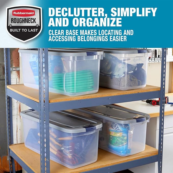 Rubbermaid Roughneck Clear 95 Qt/23.75 Gal Storage Containers, Visible Base - Image 5
