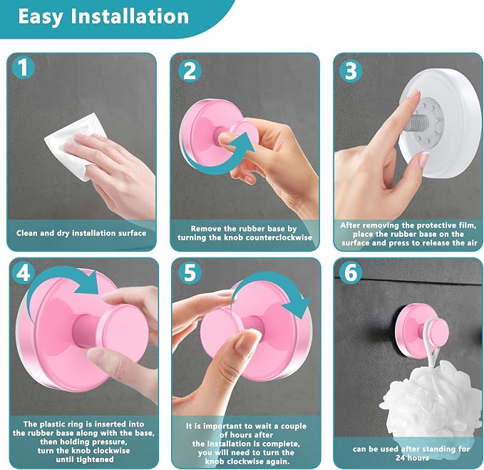 Suction Cup Hooks for Shower, Removable No Drill Towel Hooks, Upgraded 15 lbs - Image 7