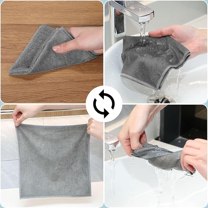 200 Pieces Microfiber Cleaning Cloths Bulk Absorbent Microfiber Towels Reusable - Image 5
