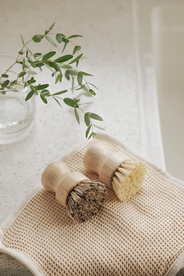 Jungle Culture Kitchen Dish Scrubber Set of 2 • Bamboo Dish Brush - Image 6