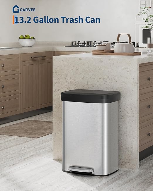 Garvee 13 Gallon / 50 L Stainless Steel Trash Can - Image 2