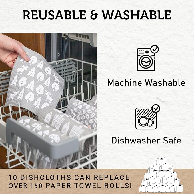 Nordhus Design Swedish Dishcloths, 10 Grey Cloths, Made in Sweden - Image 4