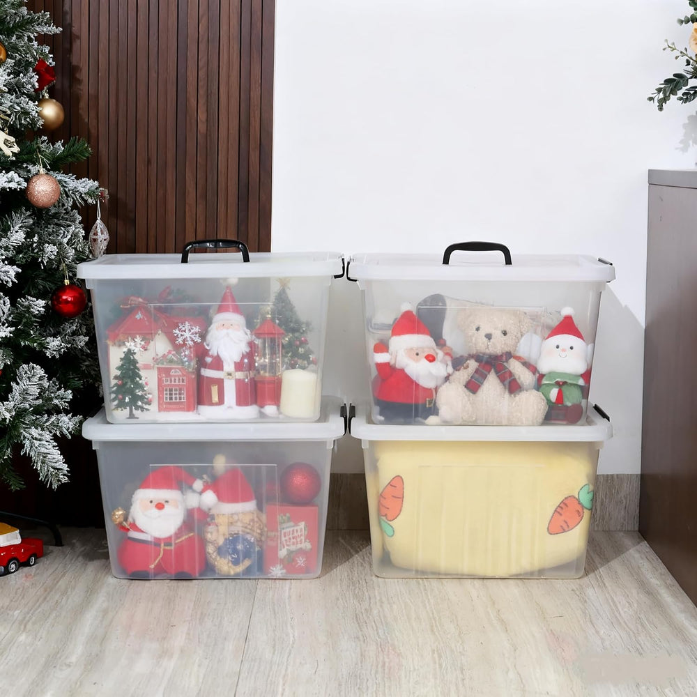 Xyskin 18 Qt Plastic Storage Bins with Lid, 4-Pack Storage Box Stackable