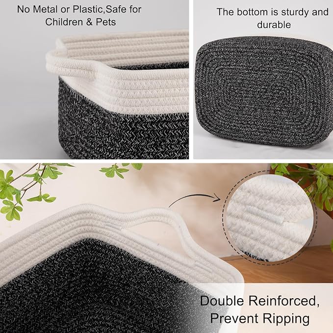 OIAHOMY 3 Pack Storage Baskets for Organizing, Woven Cotton Rope Basket for - Image 4