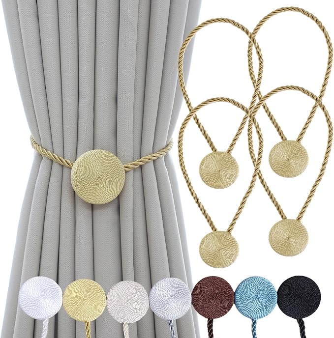 Magnetic Curtain Tiebacks - 12mm Magnetic Tie Backs by SLIFEOW