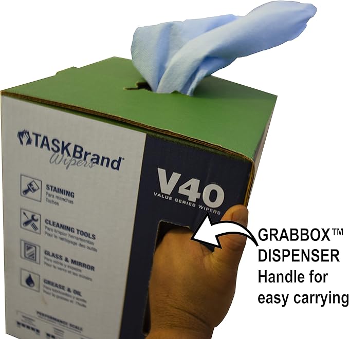 TaskBrand N-V040CGB Blue V40 Value Series Center Pull Wiper Sheets, All-Purpose - Image 5