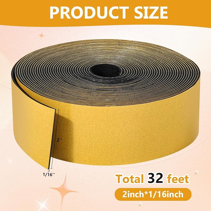 32Feet Weather Stripping Seal for Door Window, High Density Foam Tape, - Image 2