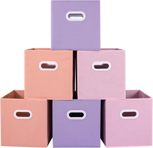Stero Fabric Storage Cubes Bins, 11 inch Fun Colored Foldable Storage Baskets by Stero