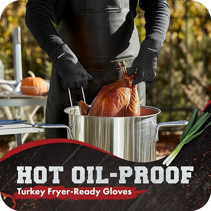 KITCHEN PERFECTION S Silicone Smoker Oven Gloves -Extreme Heat Resistant BBQ - Image 5